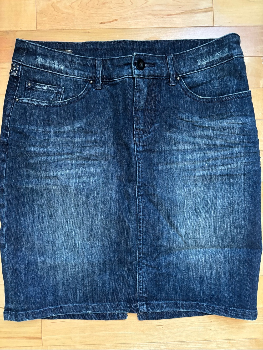 Inwear Dark Blue Denim Skirt - Women's Jean with Embellishment- Size Med / EU 38
